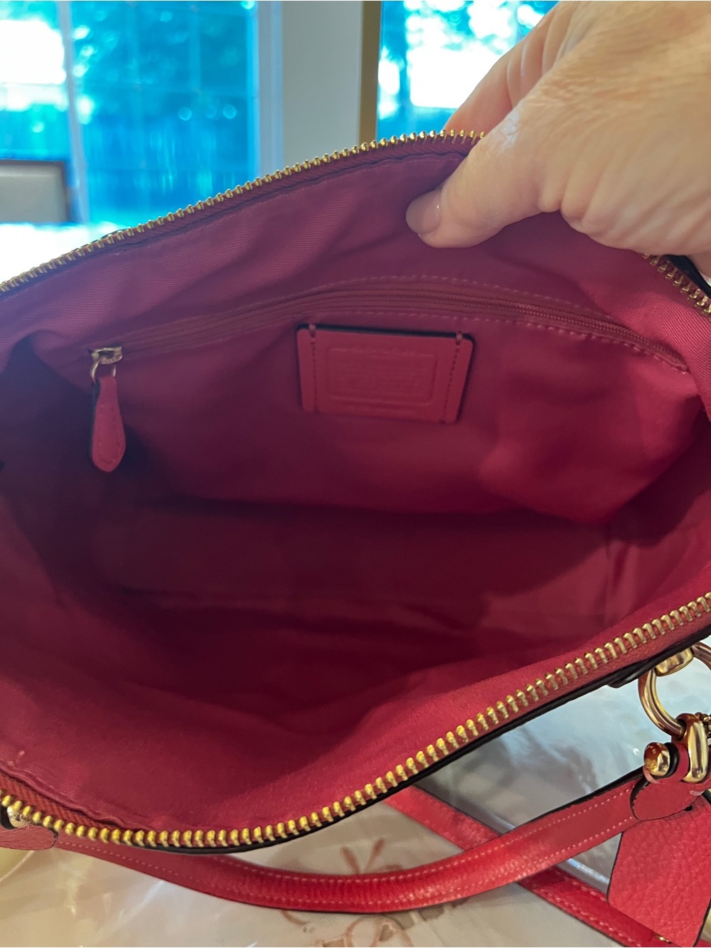 Coach Kacey Satchel C6229 Rouge Pink Pebble Leather Crossbody $378 MSRP - Picture 6 of 8